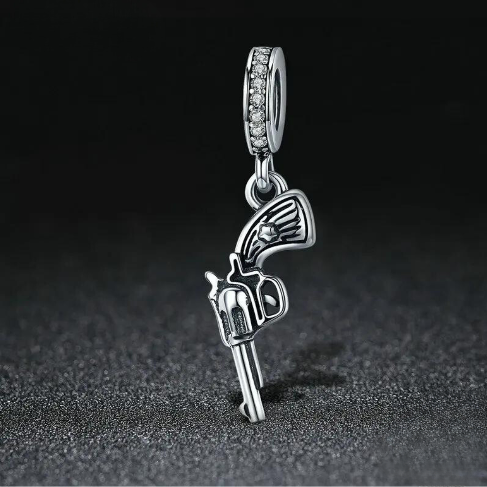 925 sterlingsilver revolver-hängsmycke för ett västerländskt halsband - Bild 4