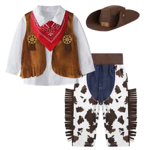Barns cowboydräkt med hatt och bandana