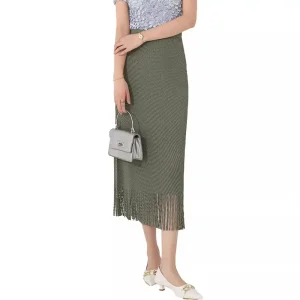 Boho western veckad midikjol med tofsar och fransar
