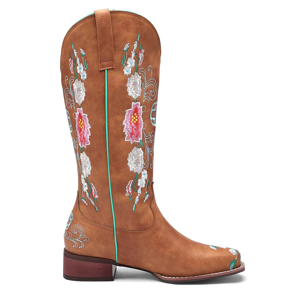 Dam blommiga broderade western cowboy boots - Bild 7