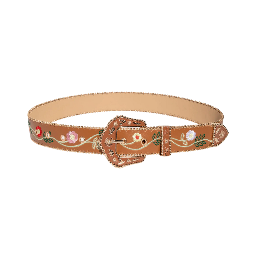 Damblommigt broderat westernbälte med spännedetalj - Bild 6