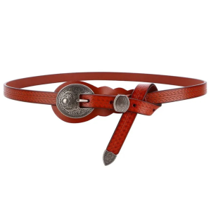Damens western präglade läderbälte med vintage spänne