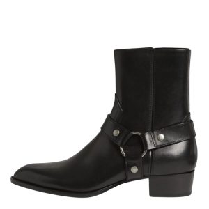 Herr läder chelsea ridboots med spänne och spetsad tå