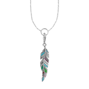 Sterlingsilver westernfjäderhalsband med färgglad zirkon