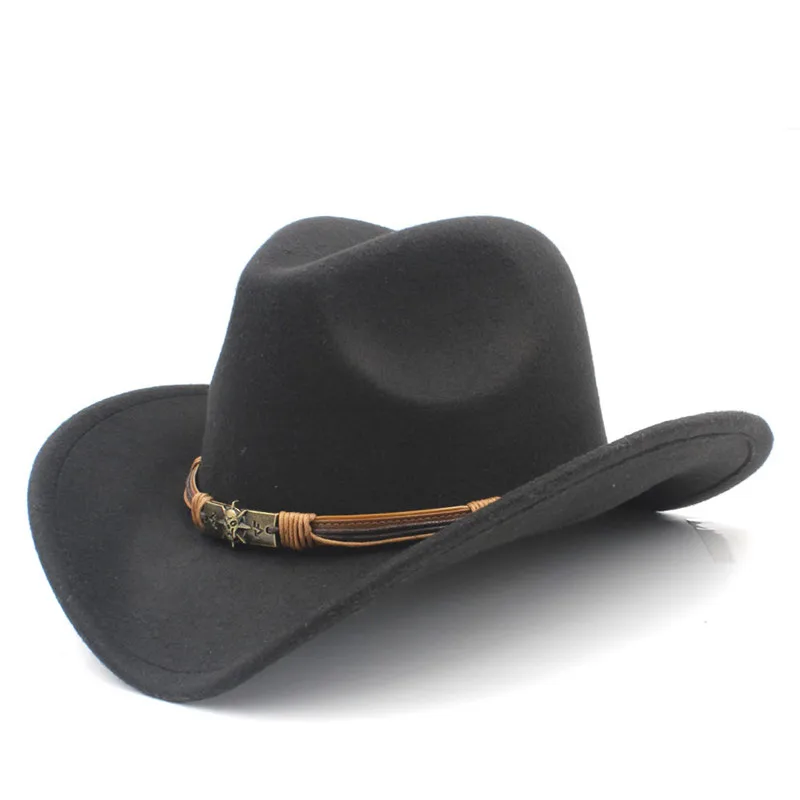Ullfilts cowboyhatt med läderband och skalledetalj - Bild 3