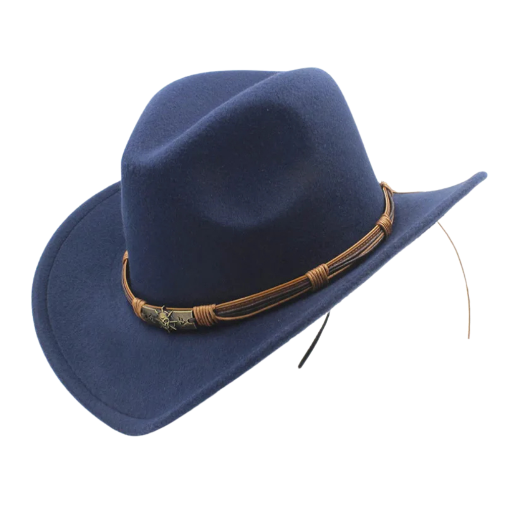 Ullfilts cowboyhatt med läderband och skalledetalj - Bild 2