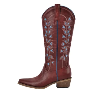 Västerländska broderade cowgirl-boots med sidodragkedja