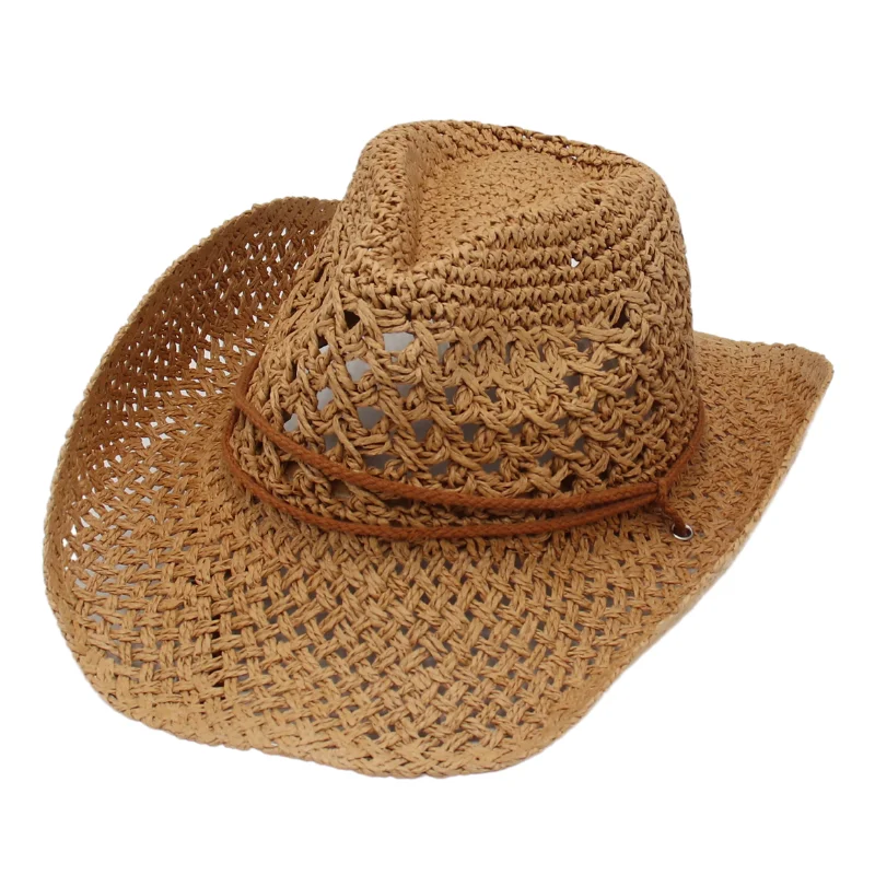 Vävd strå cowboyhatt med repband - Bild 6