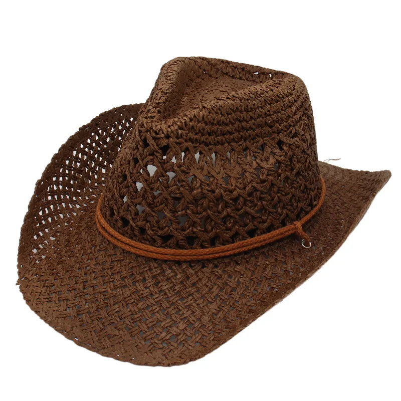 Vävd strå cowboyhatt med repband - Bild 7